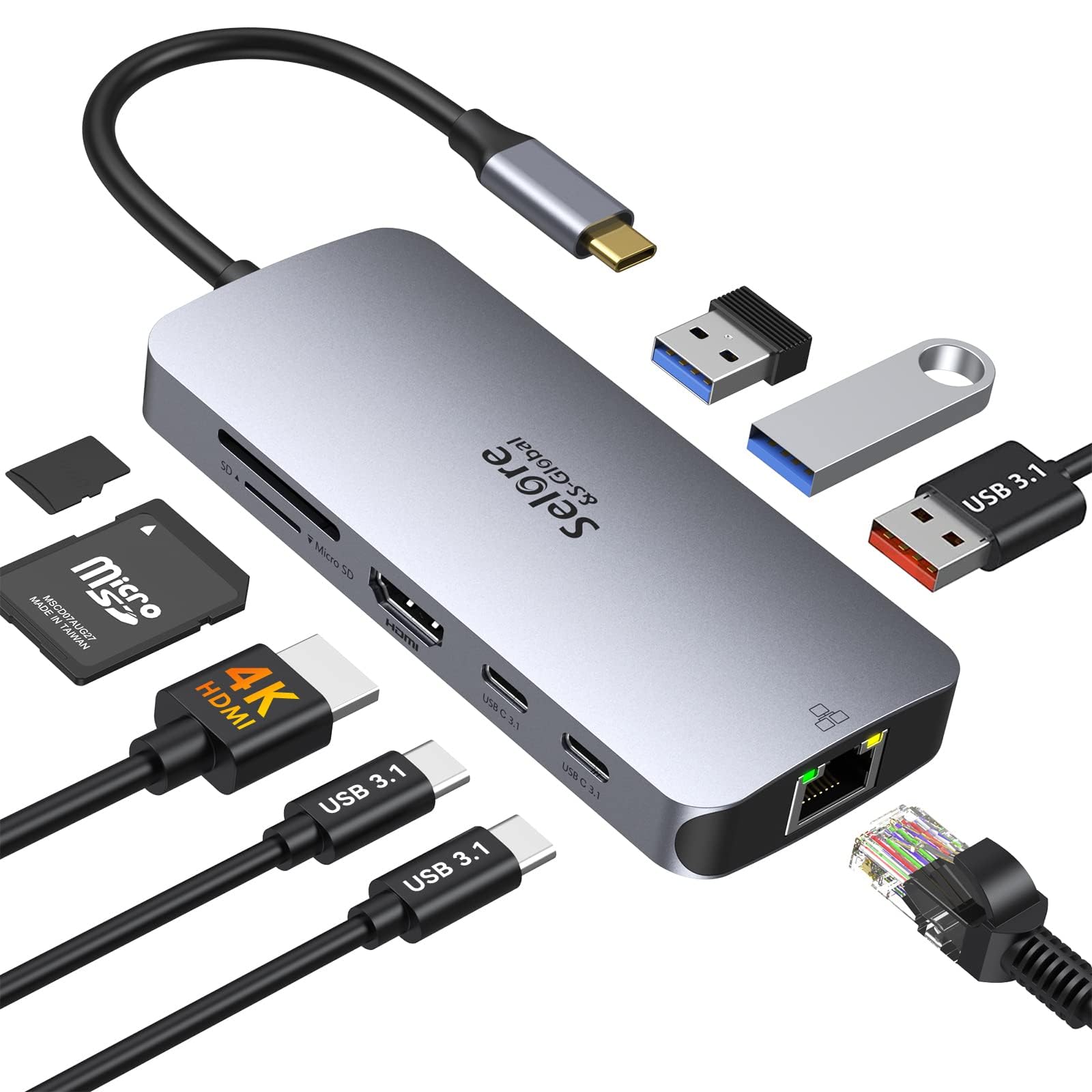 Amazon.com: USB C Adapters for MacBook Pro/Air, Selore 9 in 1 USB